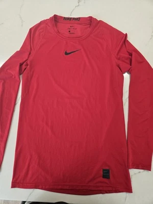 Nike Pro Dri-FIT Long Sleeve T Shirt Training Baselayer Short Red Mens S - Image 1 of 4