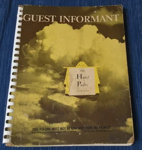 Libro de información de informante de huéspedes The Padre Hotel Bakersfield California 1955 de colección - Imagen 1 de 6