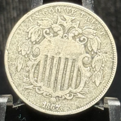 1867 -Five Cents  Shield Nickel 5C Coin - Image 1 of 2