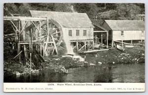 Ketchikan Creek Alaska~Water Wheel Mill Closeup~Case & Draper of Juneua c1910  - Picture 1 of 2