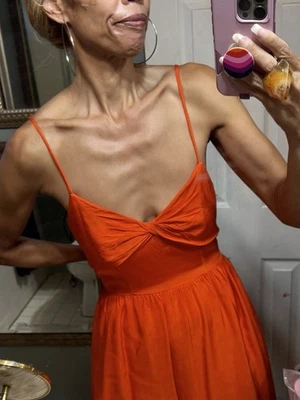 Vestido de Princesa Monique Lhuillier Naranja Correas Ajustadas Maxi Asimétrico 2 XS Foto 1 de 4