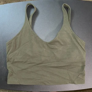 Reggiseno sportivo Lululemon Longline verde oliva taglia 10 supporto medio - Foto 1 di 2