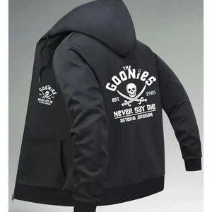 Goonies Black Men's Hoodie Print Front & Back Full Zip Size 2XL - Picture 1 of 5