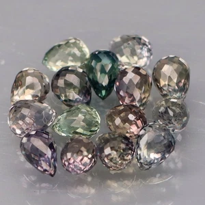 Briolette 4x3 mm.Heated Only! Fancy Color Sapphire Africa 15Pcs/4.71Ct. - Picture 1 of 6