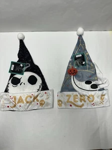 NEW DISNEY NIGHTMARE BEFORE CHRISTMAS JACK SKELLINGTON & ZERO SANTA HATS - 2 - Picture 1 of 2