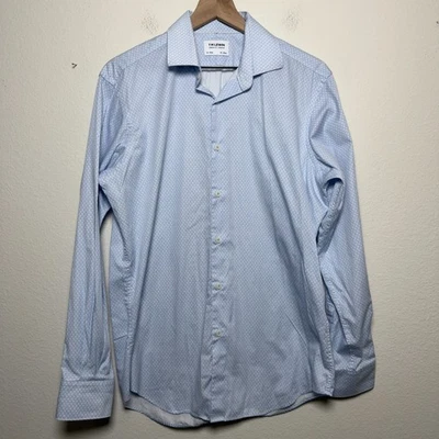 TM Lewin Jermyn St. London Hombres Camisa de Vestir Ajustada Pez Geométrica 16/35 Foto 1 de 4