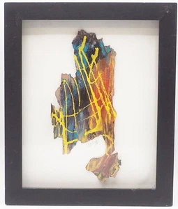 Pintura original enmarcada sobre corteza de árbol firmada por artista - Imagen 1 de 4