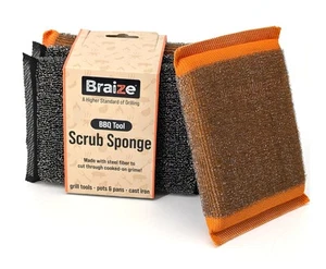 Nylon & Metal Dish Scrubber Sponge – Heavy-Duty Stainless Steel Sponge for Cl - Picture 1 of 8