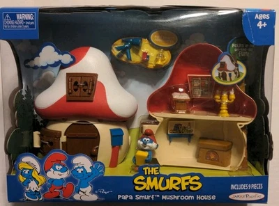 Nuevo Juego Sellado Los Pitufos Papa Pitufo Mushroom House 2009 Jakks Pacific Foto 1 de 4