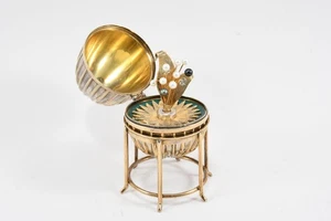 N94O02- Huevo de plata 925 como joyero broche de plata pulido antiguo diamantes perlas - Imagen 1 de 12