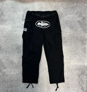Corteiz 4Starz Guerillaz Cargos Pants XL Black White Belt Cotton Limited Edition - Picture 1 of 13