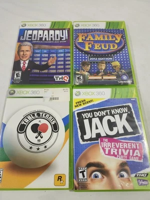 4 Game Bundle Xbox 360 -Jeopardy, Family Fued, Table Tennis, You Don't Know Jack - Image 1 of 4