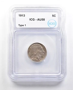 1913 Indian Head Buffalo Nickel Type 1 AU58 ICG *3558 - Picture 1 of 3