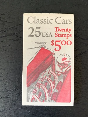 US Stsmps SC# BK164  Classic Cars 25c Bklt of 20 P#1  MNH 1988 - Image 1 of 3
