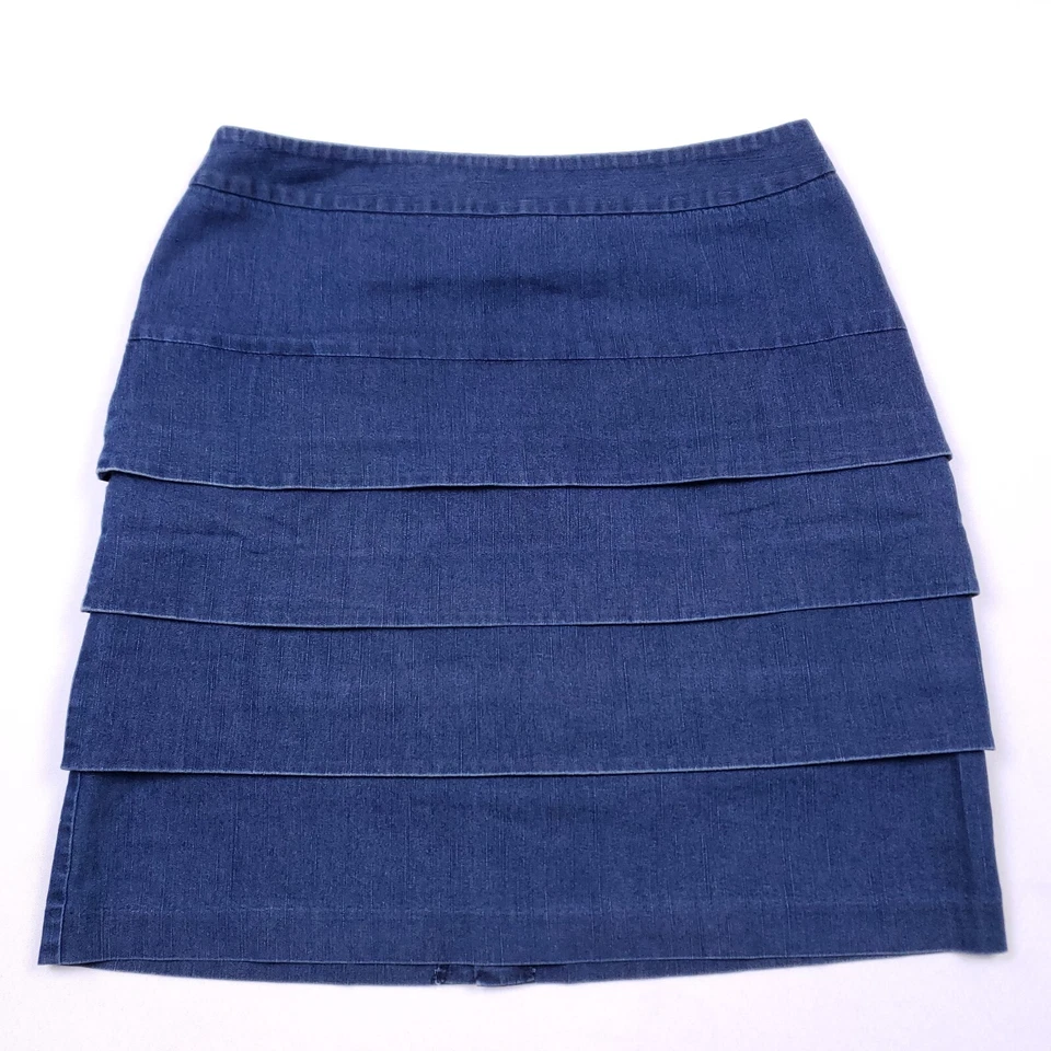 Falda Larry Levine Petite en capas para mujer 10P azul con volantes en capas balletcore elegante Foto 1 de 4