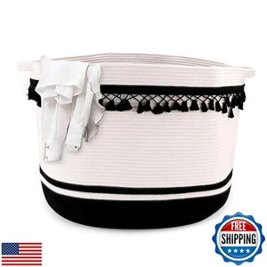 XinM 127L Blanket Basket 24" x 24" x 18" Woven Laundry Baskets for Storage wi - Picture 1 of 5