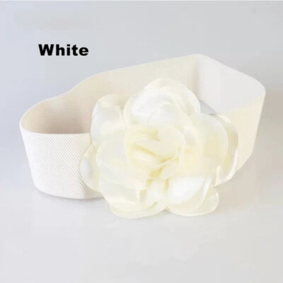 Cinturón de tela elástica suave con hebilla de flores Cintura para mujer Cinturón de vestir Foto 1 de 4