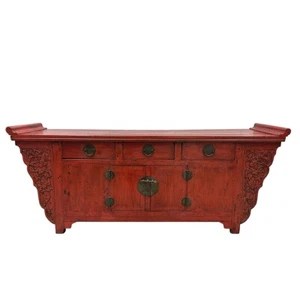 Early 20th Century Chinese Red Lacquered Altar Cabinet, Buffet Table, Sideboard - Picture 1 of 12