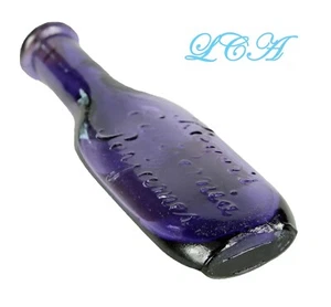 Tiny PURPLE antique RIEGER'S California PERFUME bottle EMBOSSED w/Colorful LABEL - Picture 1 of 4