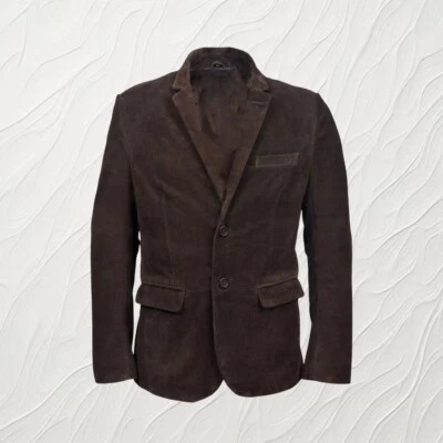 New arrival in Suede Men Brown blazer Leather coat for gents party wear clubbing - Image 1 of 4