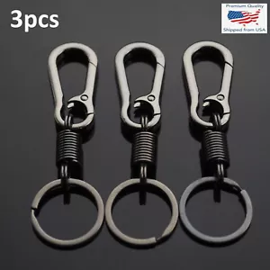 3pcs Men Women Belt EDC Carabiner Clip Keychain Keyring Holder - Gun Metal Black - Picture 1 of 4