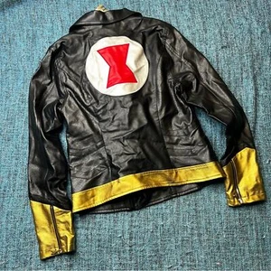 Hot Topic Her Universe Black Widow Vegan Leather Zip Up Moto Jacket Marvel  - Picture 1 of 7