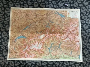 Antique map of SWITZERLAND lithograph Cartography , BARTHOLOMEWS c1912 Rare - Picture 1 of 5