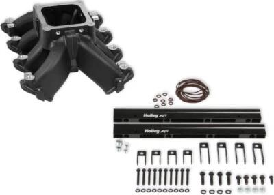 HOLLEY SPLIT SINGLE PLANE ЕFI 4500 RACE INTAKE MANIFOLD,RAILS,BLK,LS1,LS2,LS6 - Image 1 of 4