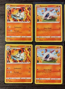 2x Volcarona 024/198 y 4x Larvesta 023/198 Pokemon Card Chilling Reign casi nuevo - Imagen 1 de 2