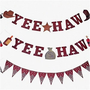 Wild West Cowboy Party Banner Set - Yee Haw Bandana Pennant Trio: Authentic West - Picture 1 of 7