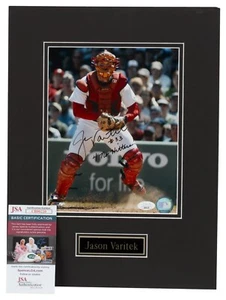 Boston Red Sox Jason Varitek Signed Inscribed Matted Color Photo - JSA COA - Picture 1 of 6
