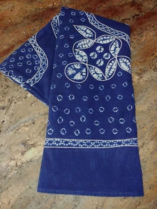 Indigo Blue Tie Dye Floral Hand Embroidered Shibori Boho Tapestry 57x76" - Picture 1 of 11