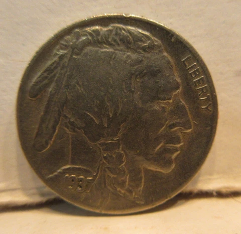 Error 1937-D United States Indian Head Buffalo Nickel US 5 Cent Coin Doubled Die Cover