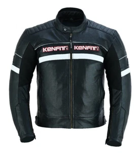 Men's Motorcycle Motorbike Genuine Leather Jacket With CE Armoured By KENFIT - Picture 1 of 6