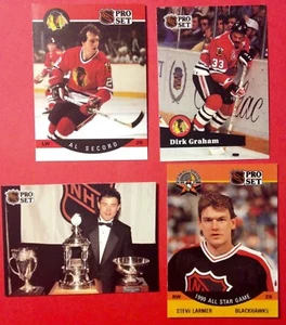 1989-92 Chicago Blackhawks  x4 NHL Hockey Cards  Secord  Graham  Larmer  Belfour - Picture 1 of 2