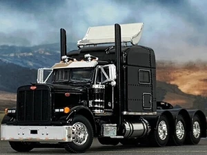 1/64 DCP BLACK PETERBILT 379 TRI AXLE W/ 70" MID ROOF SLEEPER - Picture 1 of 6