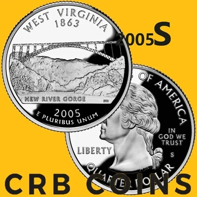 2005-S Proof West Virginia State Quarter - (UNC) Clad KM#374 - SQ35SC - Image 1 of 4