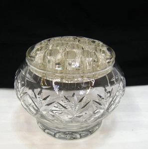 Vintage Bleikristall Rosenschale mit Original Glas 19 Loch Blumenfrosch - Bild 1 von 9