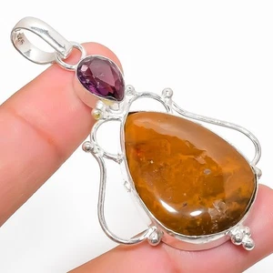 Ocean Jaspe, Amatista Piedras Preciosas 925 Plata Esterlina Joyería Colgante ... - Imagen 1 de 5