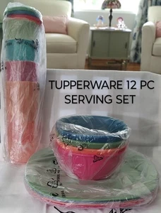 JUEGO DE SERVIR TUPPERWARE JUEGO DE 12 PIEZAS PLATOS DE 9,5" TAZONES DE 1,5 TAZAS 16 oz VASOS + SELLOS - Imagen 1 de 8