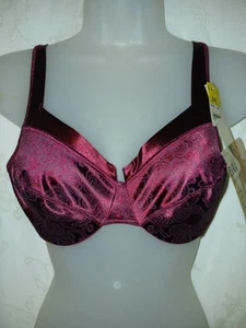 Vintage 80s BALI Burgundy Satin Tracings All Stretch Underwire Bra 34C NWT - Picture 1 of 5