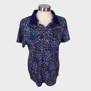 Camisa polo Lands' End para mujer mediana 10-12 manga corta azul estampado floral - Imagen 1 de 7