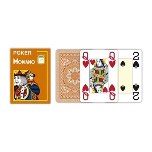 Modiano Poker Orange Playing Cards Deck 4 Jumbo Index Large Plastic Italy New - Picture 1 of 7