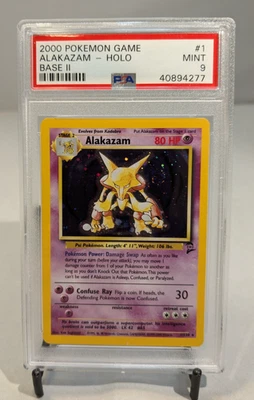 2000 Pokemon Base Set 2 Alakazam Holo Rare #1 PSA 9 Swirl - Image 1 of 4