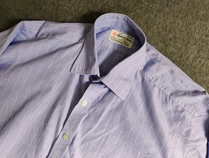 Turnbull & Asser Dress Shirt Mens 17.5 44 Blue Check Button Up Long Sleeve - Picture 1 of 7