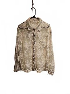 POL SHEER Bluse mit Spitze und Knopfleiste Größe L - Bild 1 von 10