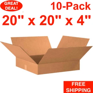 10-Pack 20" x 20" x 4" Flat Cardboard Corrugated Shipping Boxes Moving Box Bulk - Picture 1 of 24