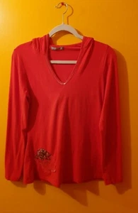 Nally & Millie Women Red Hoodie Long Sleeve Tee Medium - Picture 1 of 5