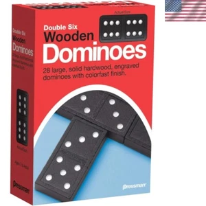 Nostalgic 28-Piece Wooden Domino Set with Colorful Engravings for Kids & Adults - Picture 1 of 4