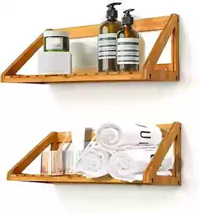 Schweberegal Wandmontage 2 Stück Massiv Bambus Wand Hängeregal Halter Wand S - Bild 1 von 3